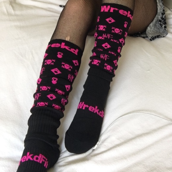 Hot Topic Accessories - Mallgoth black and pink knee highs